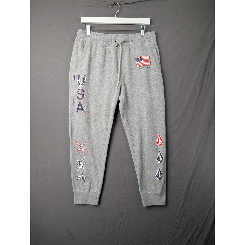Volcom Mens USA Graphic Jogger Sweatpants‎ Gray G1002202 Medium